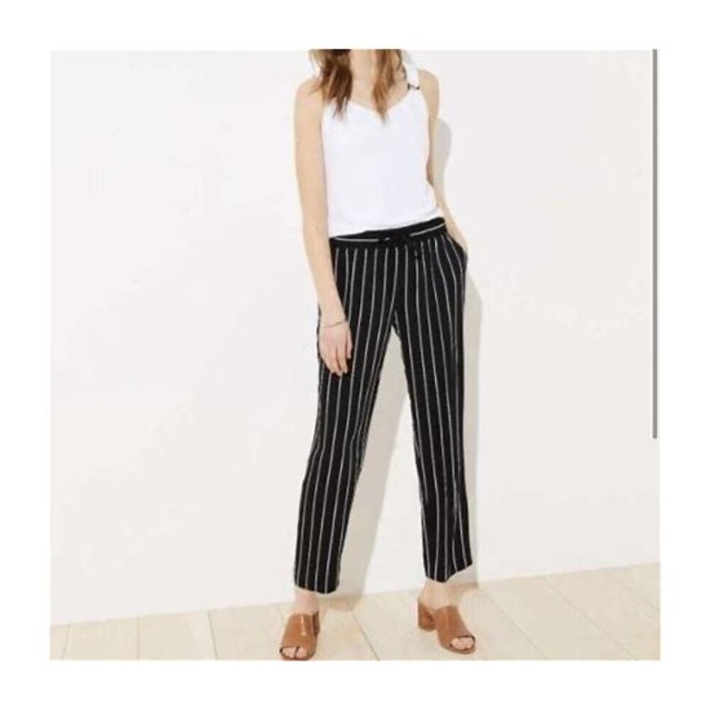 LOFT - Striped Drawstring Pants - Size Medium